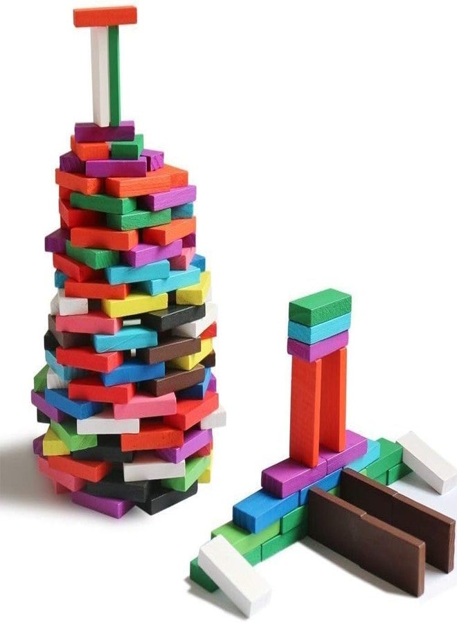 Rexez 120 Pieces Wooden Domino Block Set Children Early Educational Building Fun Domino Racing Game Toy Birthday Gift for Children Boys Girls - Image 3